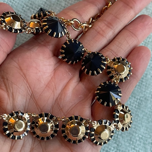 J. Crew Gold and Navy Blue Statement Necklace, Choker Jewel Business Casual - Picture 4 of 7